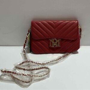 Badgley Mischka Red Quilted Crossbody Bag